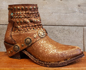 Womens corral Ld almond studs and woven straps F1276