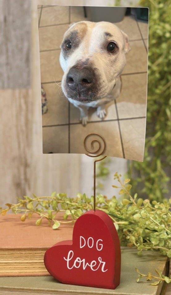 Dog lover wooden heart photo frame