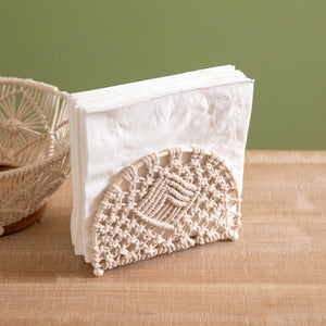 Wood and Macrame Napkin Holder