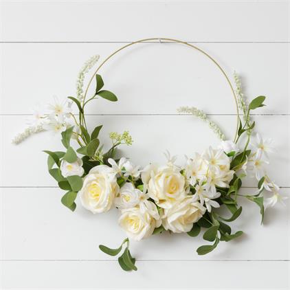 Cream roses and white flowers wreath