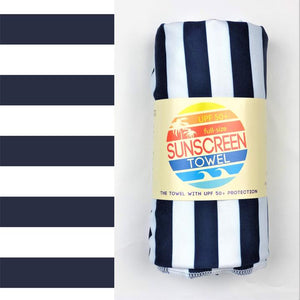 Navy stripe sunscreen towel- full size