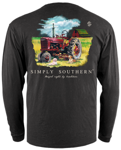 Simply southern youth boys tractor obsidian long sleeve