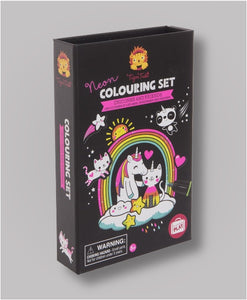Neon unicorn colouring set