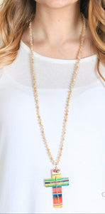 Serape  cross necklace