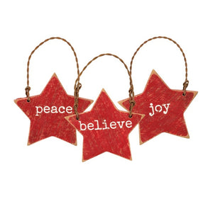 Ornaments- joy, peace, believe