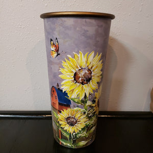 Sunflower and butterfly  tall planter