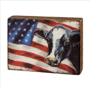 Block sign -Flag cow