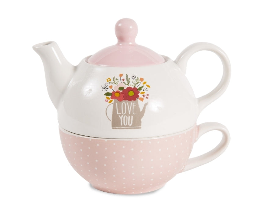 Love you 15oz teapot and 8oz cup set