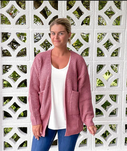 Simply Southern Waffle Knit Cardigan - Rose