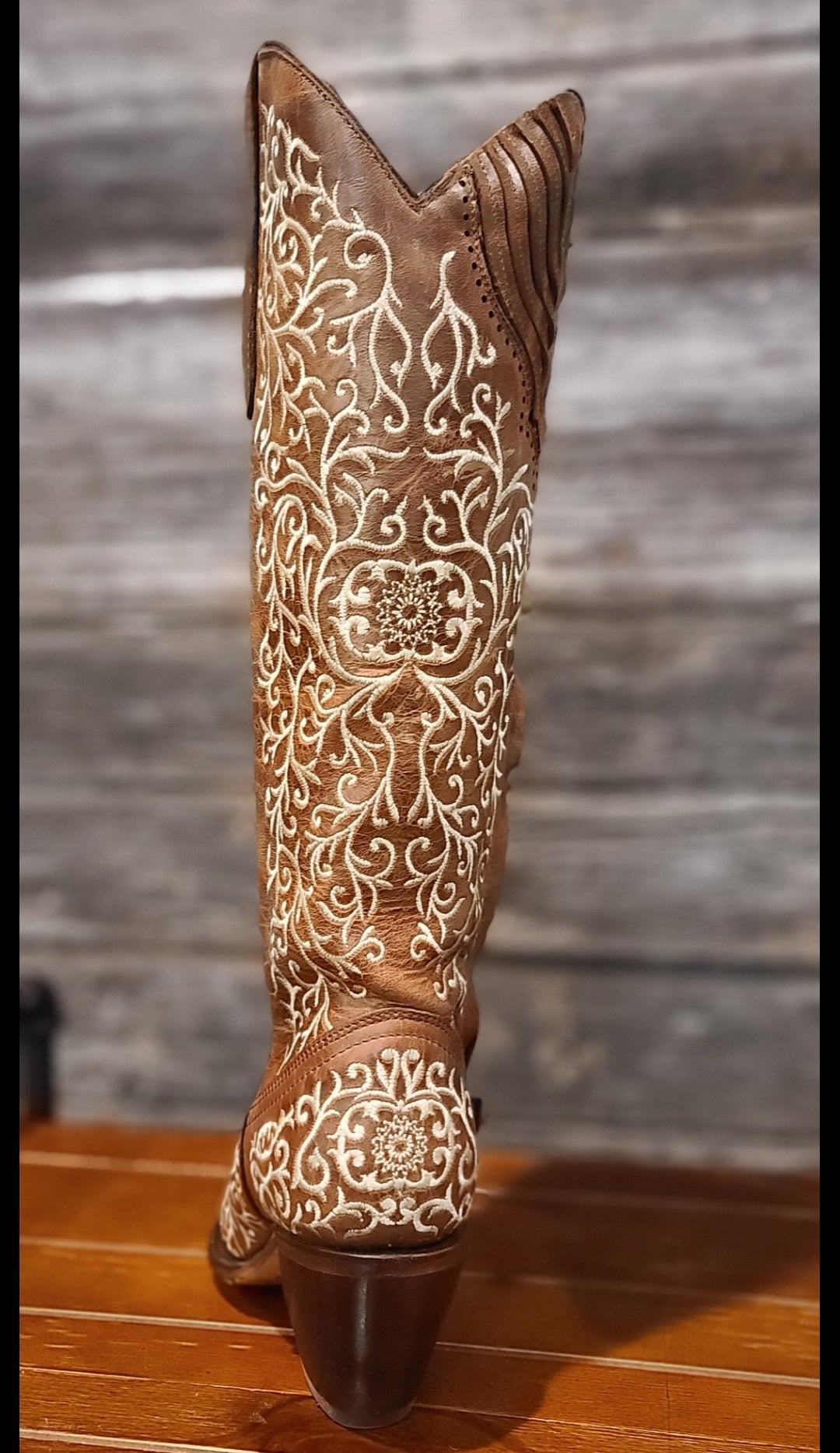 Corral tall brown leather embroidered boot