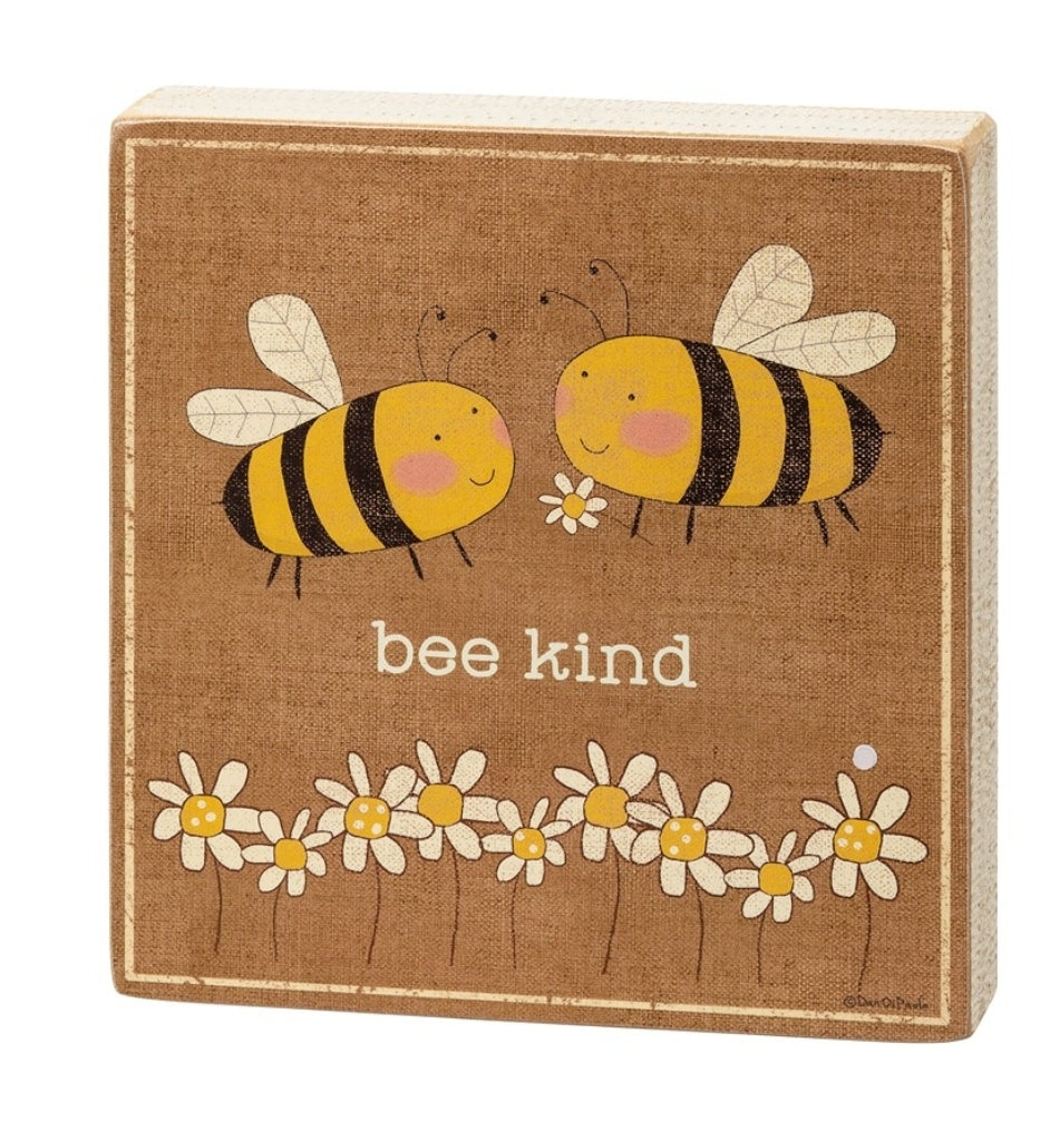 Bee kind block sign