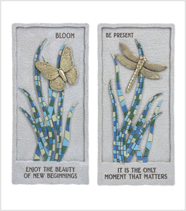 Mosaic Butterfly & Dragonfly Wall Decor -Be Present & Bloom