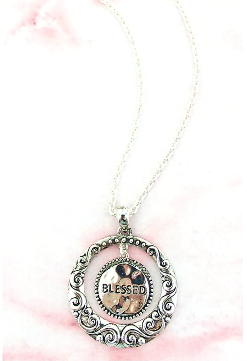 Blessed scroll necklace