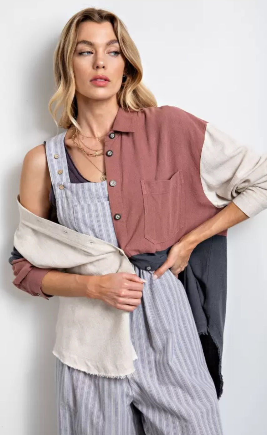 Oversized linen block shirt