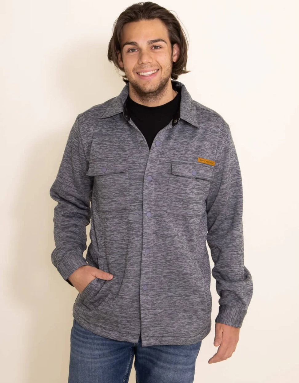 Simply southern mens heather grey shacket
