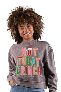 Simply Southern Not Today Grinch Crew Sweatshirt for Women in Grey