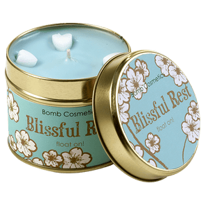 Blissful rest tin candle