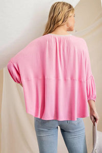 Pink embroidered thermal top