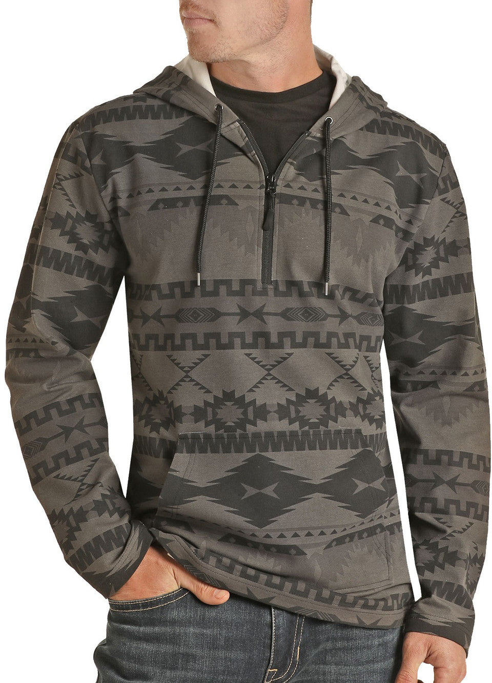 AZTEC QUARTER ZIP KNIT HOODIE