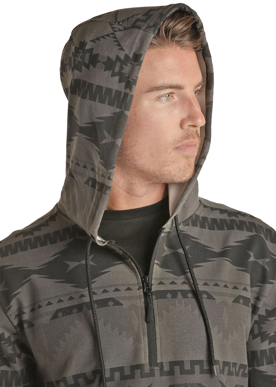 AZTEC QUARTER ZIP KNIT HOODIE