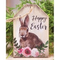 HAPPY EASTER FLORAL BUNNY TAG